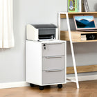 HOMCOM - Classeur vertical à 3 tiroirs pour documents lettre/A4 avec serrure - gris-Grand espace de rangement avec 3 tiroirs et un dessus spacieux pour ranger les outils de bureau et les dossiers 
