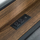HOMCOM - Cadre de lit queen size avec tête de lit de rangement et prise de chargement - noyer-12 lattes en acier et 5 pieds renforcent la stabilité et la durabilité 