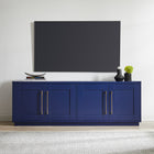 Hudson&Canal - Meuble TV Tillman pour téléviseurs jusqu'à 75" - Bleu foncé-Fabriqué à partir de matériaux MDF robustes dans une finition bleu foncé fabriquée à la main