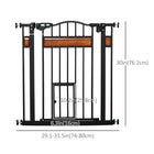 PawHut - Barrière extra large pour chien 29,1''-31,5'' L avec porte pour chat - Noir-Lorsque l’angle d’ouverture est inférieur à 90°, la porte se ferme automatiquement
