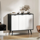 HOMCOM - Buffet moderne 36 po L, armoire latérale - noir-Motif chevron embossé sur les panneaux de porte pour un look original et tendance 