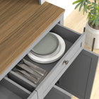 HOMCOM - Armoire de garde-manger 71 po avec espace pour micro-ondes et vaisselier - gris-Surfaces en mélamine et peintes faciles à nettoyer et à entretenir 