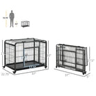 PawHut - cage pour chien pliable robuste pour chiens de taille moyenne - 37 po L x 23 po l x 27 po H-Dimensions totales (sans roulettes) : 37 po L x 22,75 po l x 27,25 po H<br><br> 