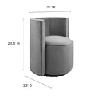 Modway - Della Performance Velvet Tissu Chaise pivotante - Gris-Revêtement en velours de performance