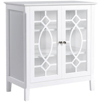 HOMCOM - Buffet vitrine 29,7 po L avec portes vitrées à double cadre - blanc-Armoire fermée avec grand espace de rangement pour accueillir les accessoires et ustensiles du quotidien 