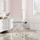 PawHut - Table de toilettage pliable pour chiens et chats surface antidérapante - gris-Bras de toilettage à pince, réglable en hauteur de 20 à 60 cm (7,9 po-23,6 po) au-dessus du plateau 