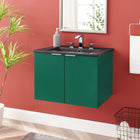 Modway - Maybelle 24" Vanité de salle de bain murale - Vert Noir-Bassin d’évier en céramique