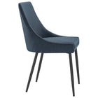 Modway - Viscount Tissu rembourré Chaises de salle à manger Ensemble de 2 - Azur noir-Pieds effilés en acier inoxydable noir mat