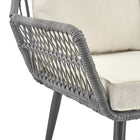 Manhattan Comfort - Ensemble moderne de patio Cannes pour 2 personnes avec table d’appoint - gris et crème - lot de 3-Structure en acier enveloppée de rotin en PVC parfaite pour l’extérieur