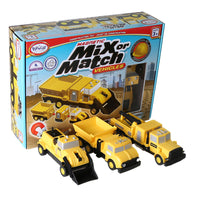 Popular Playthings - Véhicules magnétiques mélanger ou assortir - chantier-Jouets magnétiques : Rassemblez une incroyable équipe de construction lorsque vous construisez un camion à benne basculante, une dépanneuse et une chargeuse, puis mélangez les pièces pour construire des dizaines de combinaisons de véhicules différentes !