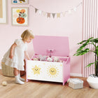 Qaba - Coffre de rangement pour enfants avec couvercle - rose-Aide à développer l’habitude de ranger de façon autonome chez les enfants  

