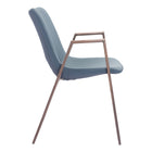Zuo - Desi Chaise de salle à manger - Gris azur/Noyer - Ensemble de 2-Garantie limitée de 3 ans