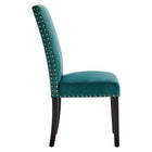 Modway - Parcel Performance Velvet Fauteuils d’accompagnement à manger Ensemble de 2 - Sarcelle-Rubberwood Legs