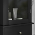 Kleankin - Armoire de rangement de salle de bain mince avec étagères ajustables et tiroir - noir-La poignée en alliage de zinc est à la fois belle et stable 