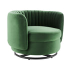 Modway - Embrace Touffe Performance Velvet Chaise pivotante - Émeraude Noire-Chaise touffée de la Manche