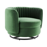 Modway - Embrace Touffe Performance Velvet Chaise pivotante - Émeraude Noire-Chaise touffée de la Manche