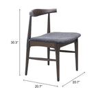 Zuo - Tuzka Chaise de salle à manger - Gris/Espresso - Ensemble de 2-6