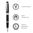 A.T. Cross - Stylo-plume Bailey, noir, plume moyenne-Les stylos Cross sont des cadeaux parfaits depuis plusieurs générations et sont fièrement offerts dans une boîte-cadeau de qualité supérieure. 
