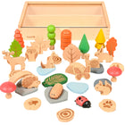 TickiT - Ensemble de sentiers forestiers - Ensemble de 37-37 Figurines En Bois Naturel - Cet ensemble comprend un assortiment de 37 formes forestières. Créez des petits mondes élaborés avec des petites créatures, des champignons, des pierres, des arbres, des pièces d'eau et plus encore
