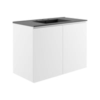 Modway - Bryn Support mural de 36" Vanette de salle de bain - Blanc Noir-Vanité de salle de bain moderne