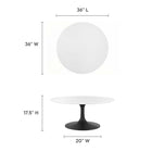 Modway - Lippa Rond de 36 po Table basse - Noir Blanc-Plateau de table en MDF laqué