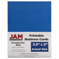 JAM Paper - Cartes de visite imprimables, 3-1/2 po x 2 po, bleu présidentiel, paquet de 100-Couleur bleue