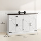 HOMCOM - Buffet de style ferme 55,1 po L - armoire de rangement - blanc-Plateau en MDF de 1,2 po (3 cm) d’épaisseur supportant jusqu’à 181 lb (82 kg) en toute sécurité 