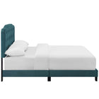 Modway - Amelia Performance Velvet Lit simple, Bleu de mer-Cadre en bois/lattes LVL/Tête de lit en MDF