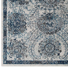 Modway - Entourage Treillis marocain floraux vieillis Kensie Tapis de comédie 8 pi l x 10 pi L - Ivoire et bleu-Résistant aux taches / Facile à nettoyer