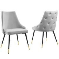 Modway - Adorn Performance Velvet Fauteuil d’appoint de salle à manger Ensemble de 2 - Gris clair-Chaise à manger vintage moderne d’accent
