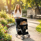 PawHut - Pet Poussette pour chat et chien à roulettes, entrée zippée, chariot de transport pliable - noir-Comprend un coussin épais et lavable, offrant un confort supplémentaire à votre animal 