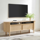 Modway - Cadence 71 po courbé Meuble TV, Chêne-Tablette réglable