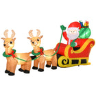 HOMCOM - Décorations de Noël extérieures de 8' avec affichage de lumières LED-Le Père Noël sur son traîneau gonflable permet de créer un ensemble cohérent pour les fêtes de fin d'année 