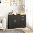 HOMCOM - Buffet moderne 41,3 po L avec 4 tiroirs et 2 portes à panneaux rainurés - noir-Étagère réglable pour accueillir des objets de différentes hauteurs 
