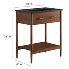 Modway - Zaire 30" Vanette de salle de bain - Noir noyer-Tiroir compact