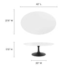 Modway - Lippa Ovale de 42 po Bois Table basse - Noir Blanc-Plateau en MDF