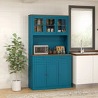 HOMCOM - Armoire de rangement 71 po avec espace pour micro-ondes et vaisselier - bleu marine-Le plan de travail spacieux comprend un trou pour câble afin d’utiliser des appareils électroménagers 