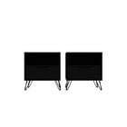 Manhattan Comfort - Rockefeller Table de Nuit 1 Tiroir 20,08" Style Mid-Century Modern - Noir - Lot de 2-Table de chevet 2 pièces style milieu du siècle pour chambre et salon