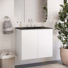 Modway - Bryn Fixation murale de 30" Vanette de salle de bain - Blanc Noir-Construction en mélamine et panneaux de particules