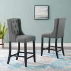 Modway - Baronet Tissu rembourré Tabouret de comptoir - Gris - Ensemble de 2-Tissu polyester doux pour tissu