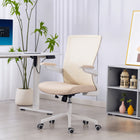 HOMCOM - Chaise de bureau ergonomique avec soutien lombaire - beige-Restez confortable toute la journée avec une assise respirante aspect lin et un dossier en maille 