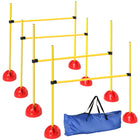 PawHut - Dog agility training 4 pcs parcours d’obstacles hauteur réglable-Ensemble de quatre pièces comprenant quatre pompes d'agilité réglables et un sac 