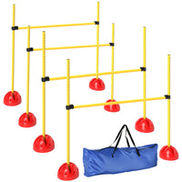 PawHut - Dog agility training 4 pcs parcours d’obstacles hauteur réglable-Ensemble de quatre pièces comprenant quatre pompes d'agilité réglables et un sac 