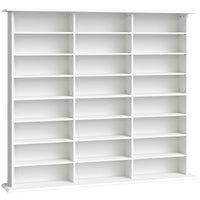 HOMCOM - Armoire de rangement multimédia à 8 niveaux - blanc-Grande capacité de rangement pouvant contenir 1032 CD ou 594 DVD/Blu-ray