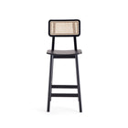 Manhattan Comfort - Tabouret de comptoir Versailles 15,75" style industriel chic - noir et cannage naturel - lot de 3-Mesure de la hauteur du siège : 25,98 po avec une capacité de poids de 275 lb