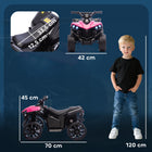 Qaba - VTT pour enfants à 4 roues 6V avec musique et phares à DEL - rose-Matériau : Métal, PP 
