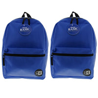 BAZIC Products - Sac à dos basique, 16 po, bleu, paquet de 2-Un grand compartiment principal et un petit compartiment avant avec fermeture éclair