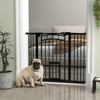 PawHut - Barrière pour Chien à Montage par Pression Fermeture Automatique pour L 29" à 39,4" - Noir-La porte se referme automatiquement en dessous de 90°, reste ouverte à moins de 30°
