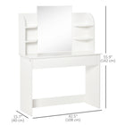 HOMCOM - Coiffeuse avec miroir - 42,5 po L x 15,75 po l x 56 po H - blanc-Dispose d’un grand espace sous le bureau pour placer un tabouret 