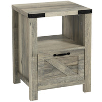 HOMCOM - Table d’appoint avec rangement - gris-Le style ferme met en valeur la décoration de votre maison 
